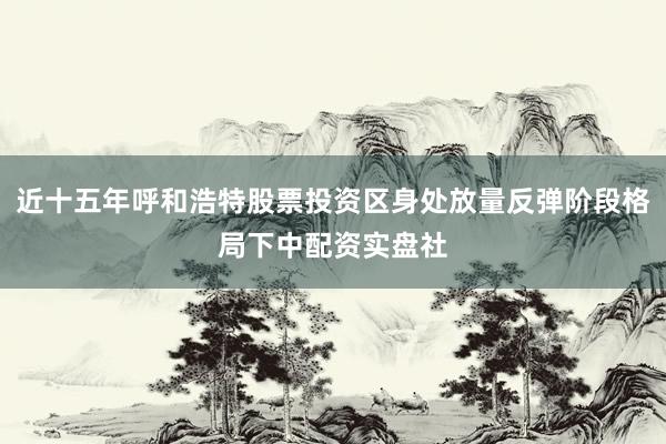 近十五年呼和浩特股票投资区身处放量反弹阶段格局下中配资实盘社