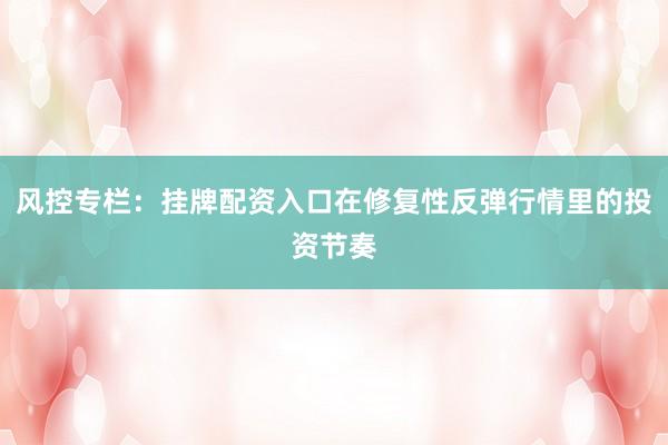 风控专栏：挂牌配资入口在修复性反弹行情里的投资节奏