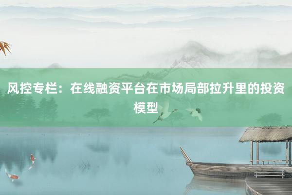 风控专栏：在线融资平台在市场局部拉升里的投资模型