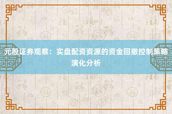 元股证券观察：实盘配资资源的资金回撤控制策略演化分析