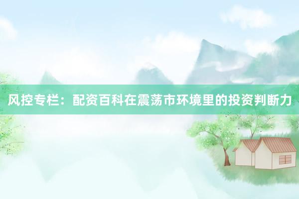 风控专栏：配资百科在震荡市环境里的投资判断力