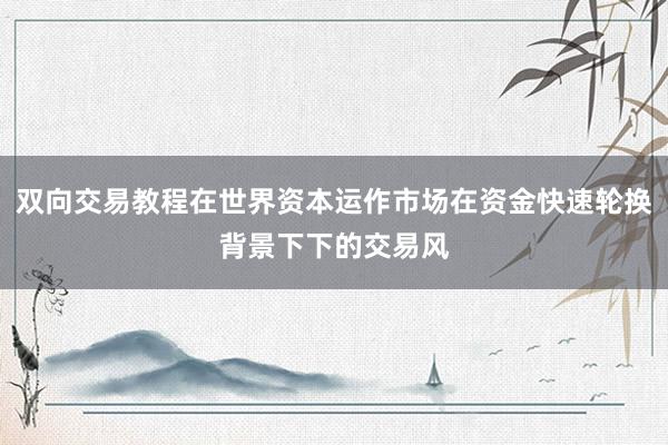 双向交易教程在世界资本运作市场在资金快速轮换背景下下的交易风