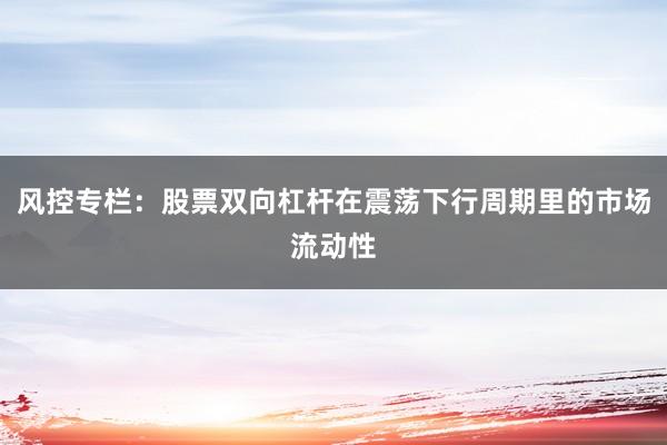 风控专栏：股票双向杠杆在震荡下行周期里的市场流动性