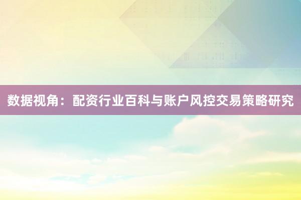 数据视角：配资行业百科与账户风控交易策略研究