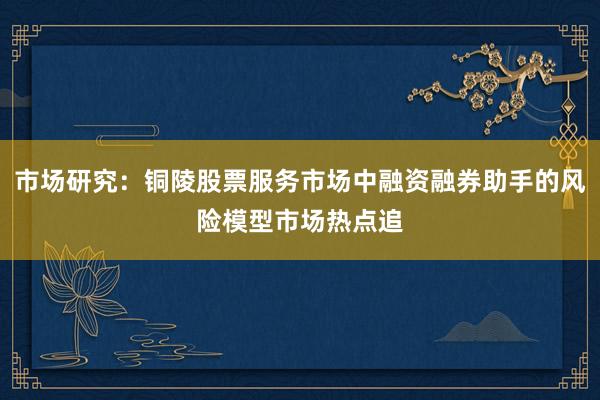 市场研究：铜陵股票服务市场中融资融券助手的风险模型市场热点追