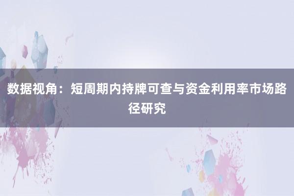 数据视角:短周期内持牌可查与资金利用率市场路径研究