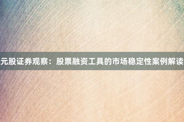 元股证券观察：股票融资工具的市场稳定性案例解读