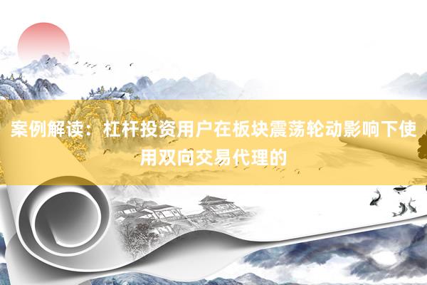 案例解读：杠杆投资用户在板块震荡轮动影响下使用双向交易代理的