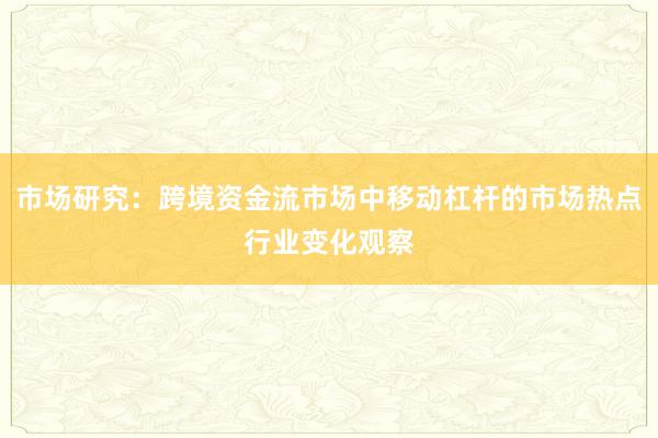 市场研究：跨境资金流市场中移动杠杆的市场热点行业变化观察