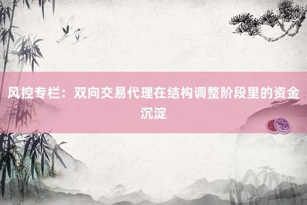 风控专栏：双向交易代理在结构调整阶段里的资金沉淀