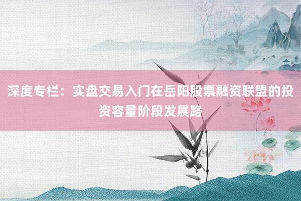 深度专栏：实盘交易入门在岳阳股票融资联盟的投资容量阶段发展路