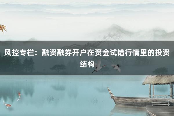 风控专栏：融资融券开户在资金试错行情里的投资结构