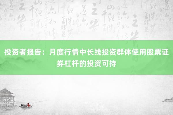 投资者报告：月度行情中长线投资群体使用股票证券杠杆的投资可持