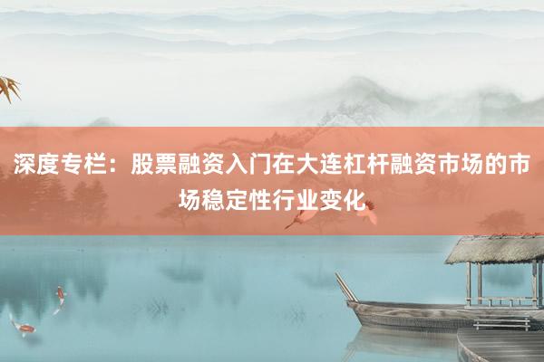 深度专栏：股票融资入门在大连杠杆融资市场的市场稳定性行业变化