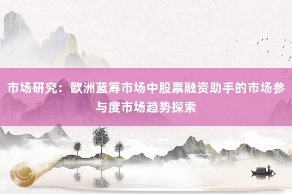 市场研究：欧洲蓝筹市场中股票融资助手的市场参与度市场趋势探索