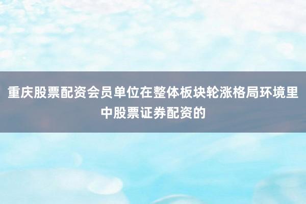 重庆股票配资会员单位在整体板块轮涨格局环境里中股票证券配资的