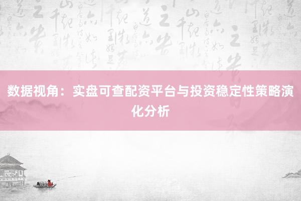 数据视角：实盘可查配资平台与投资稳定性策略演化分析