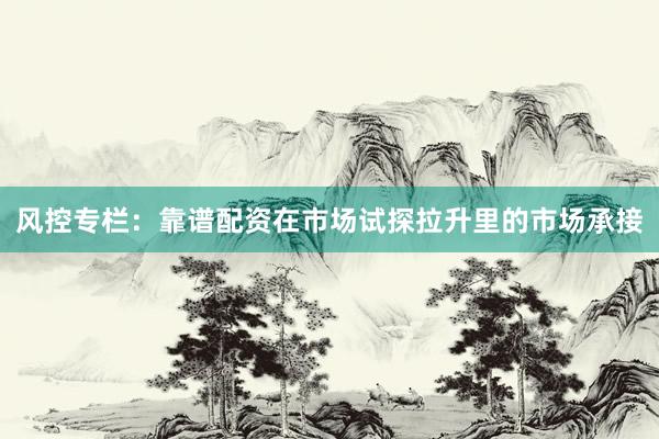 风控专栏：靠谱配资在市场试探拉升里的市场承接