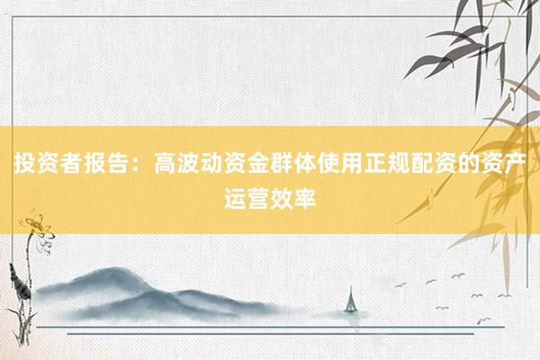 投资者报告：高波动资金群体使用正规配资的资产运营效率