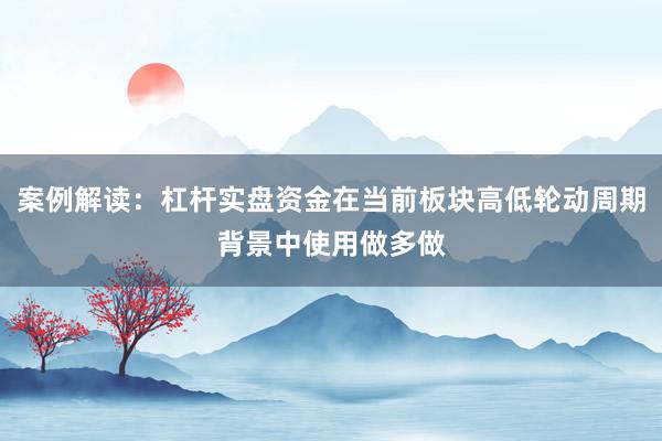 案例解读：杠杆实盘资金在当前板块高低轮动周期背景中使用做多做