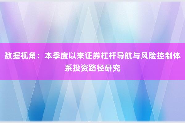 数据视角：本季度以来证券杠杆导航与风险控制体系投资路径研究