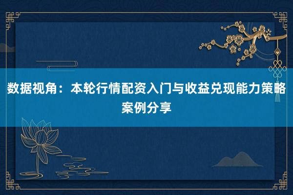 数据视角：本轮行情配资入门与收益兑现能力策略案例分享
