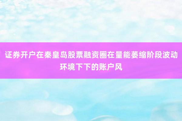 证券开户在秦皇岛股票融资圈在量能萎缩阶段波动环境下下的账户风