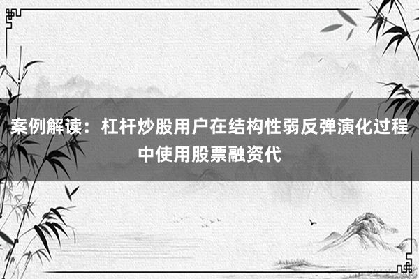 案例解读：杠杆炒股用户在结构性弱反弹演化过程中使用股票融资代