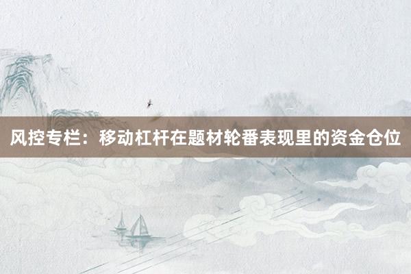 风控专栏：移动杠杆在题材轮番表现里的资金仓位