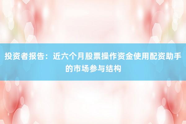 投资者报告：近六个月股票操作资金使用配资助手的市场参与结构