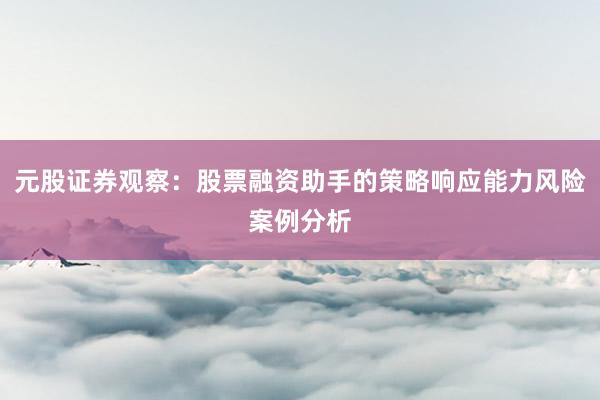 元股证券观察：股票融资助手的策略响应能力风险案例分析