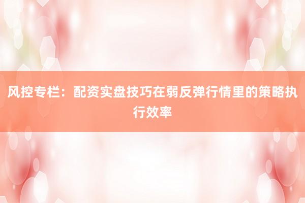 风控专栏：配资实盘技巧在弱反弹行情里的策略执行效率