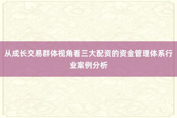 从成长交易群体视角看三大配资的资金管理体系行业案例分析
