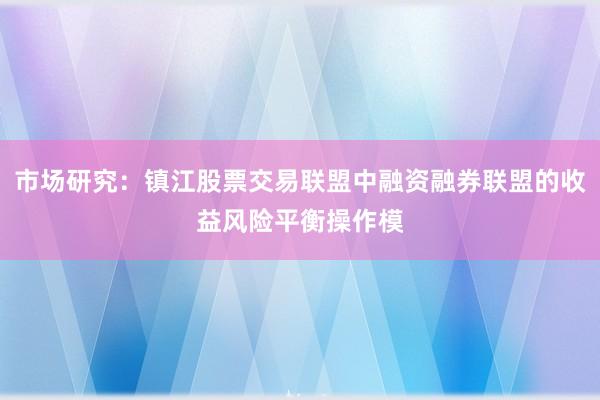 市场研究：镇江股票交易联盟中融资融券联盟的收益风险平衡操作模