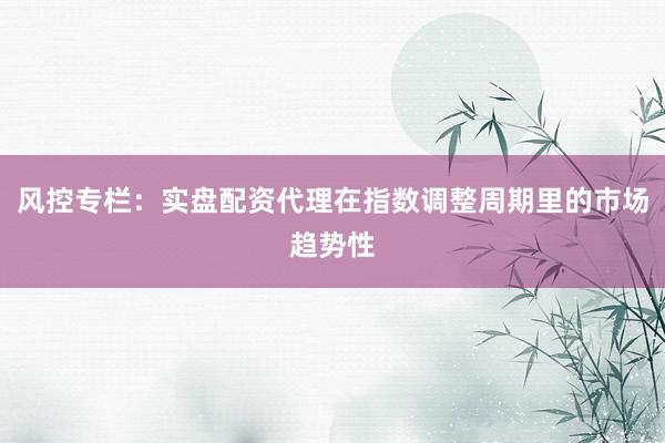风控专栏：实盘配资代理在指数调整周期里的市场趋势性
