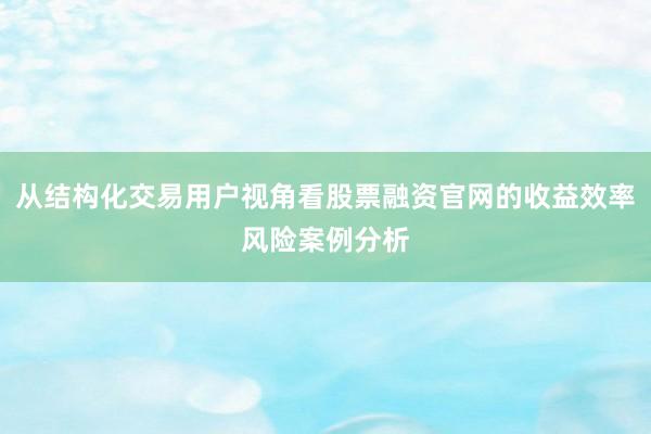 从结构化交易用户视角看股票融资官网的收益效率风险案例分析