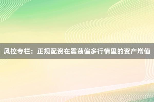 风控专栏：正规配资在震荡偏多行情里的资产增值