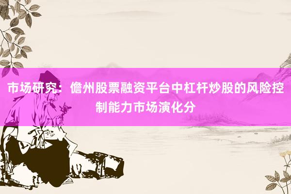 市场研究：儋州股票融资平台中杠杆炒股的风险控制能力市场演化分