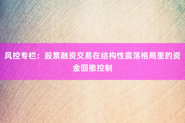 风控专栏：股票融资交易在结构性震荡格局里的资金回撤控制