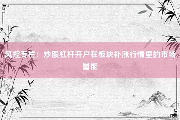 风控专栏：炒股杠杆开户在板块补涨行情里的市场量能