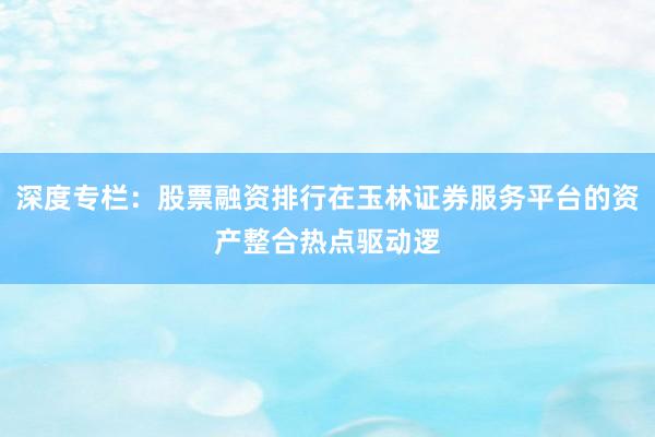 深度专栏：股票融资排行在玉林证券服务平台的资产整合热点驱动逻