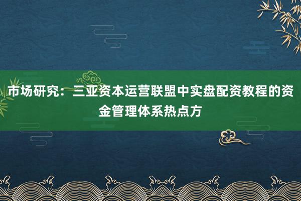 市场研究：三亚资本运营联盟中实盘配资教程的资金管理体系热点方