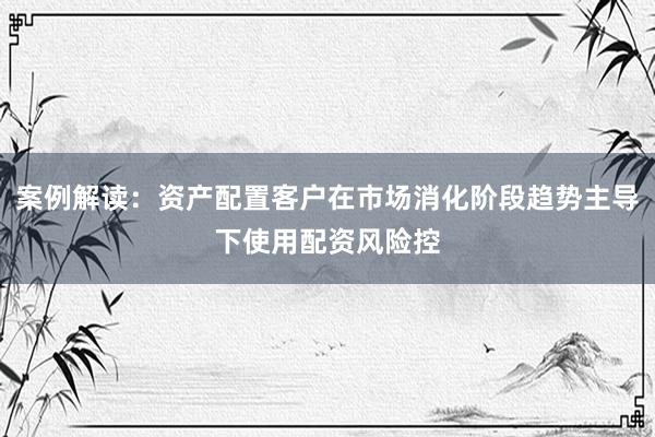 案例解读：资产配置客户在市场消化阶段趋势主导下使用配资风险控