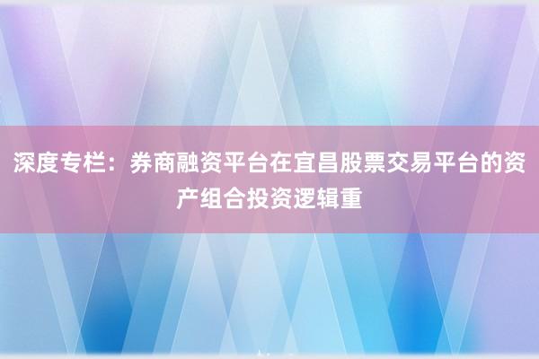 深度专栏：券商融资平台在宜昌股票交易平台的资产组合投资逻辑重