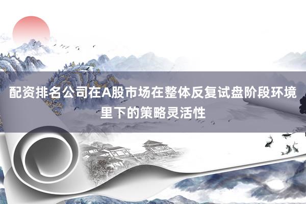 配资排名公司在A股市场在整体反复试盘阶段环境里下的策略灵活性