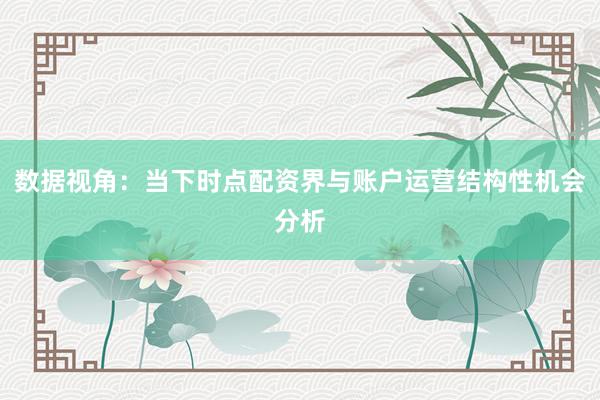 数据视角：当下时点配资界与账户运营结构性机会分析