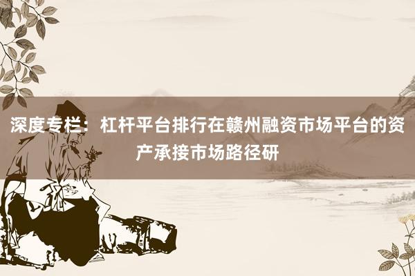 深度专栏：杠杆平台排行在赣州融资市场平台的资产承接市场路径研