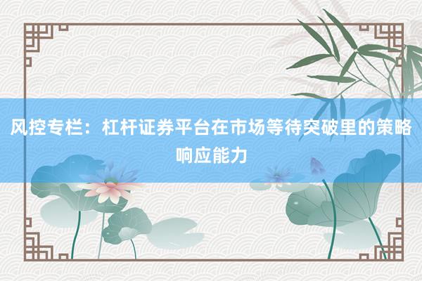 风控专栏：杠杆证券平台在市场等待突破里的策略响应能力
