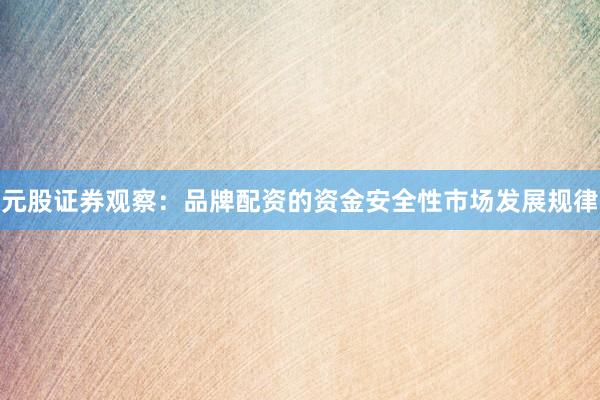 元股证券观察：品牌配资的资金安全性市场发展规律