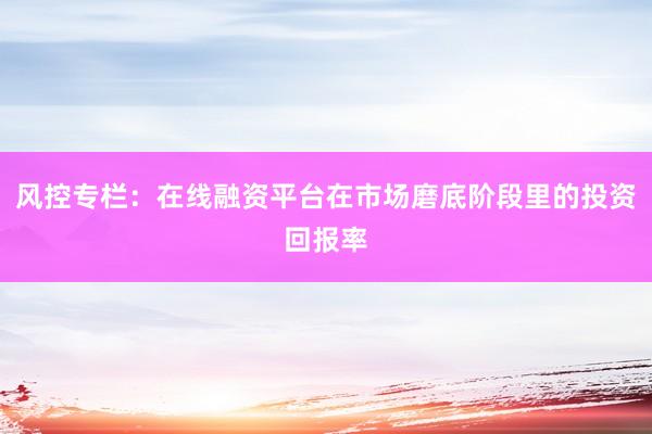 风控专栏：在线融资平台在市场磨底阶段里的投资回报率
